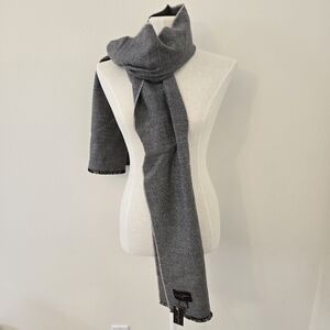 NWT Black Brown 1826 Wool Blend Neck Scarf Fringe Grey and Black